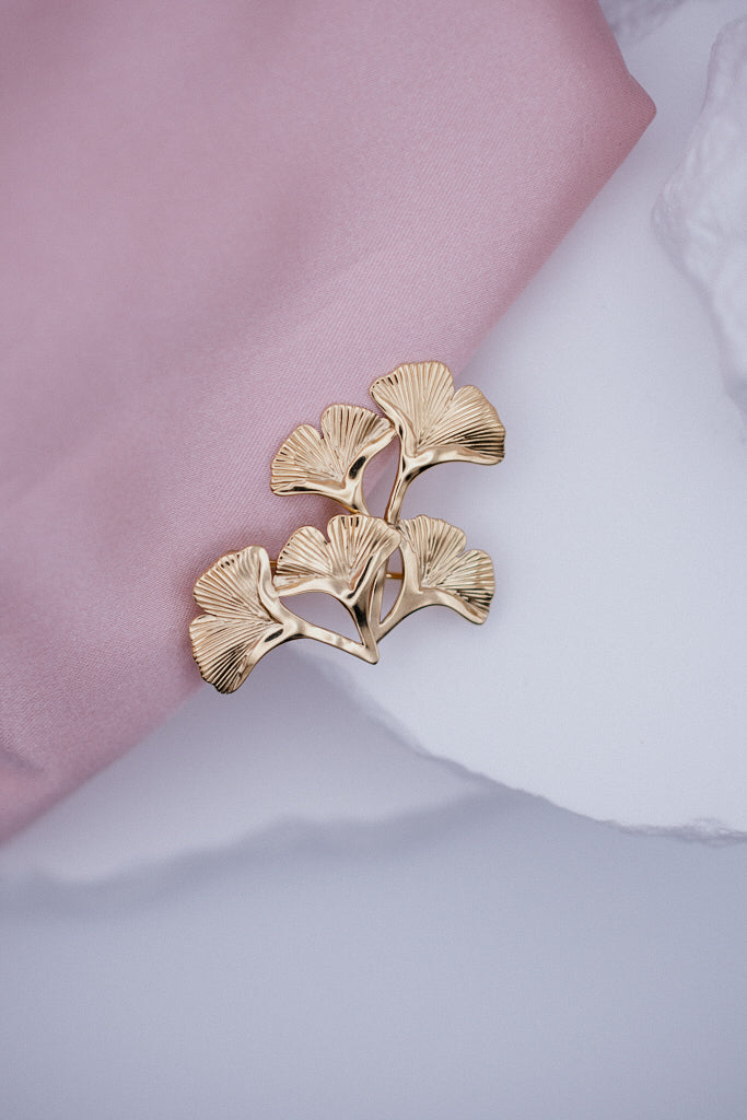 Broche Ginkgo - Feuille d’Or